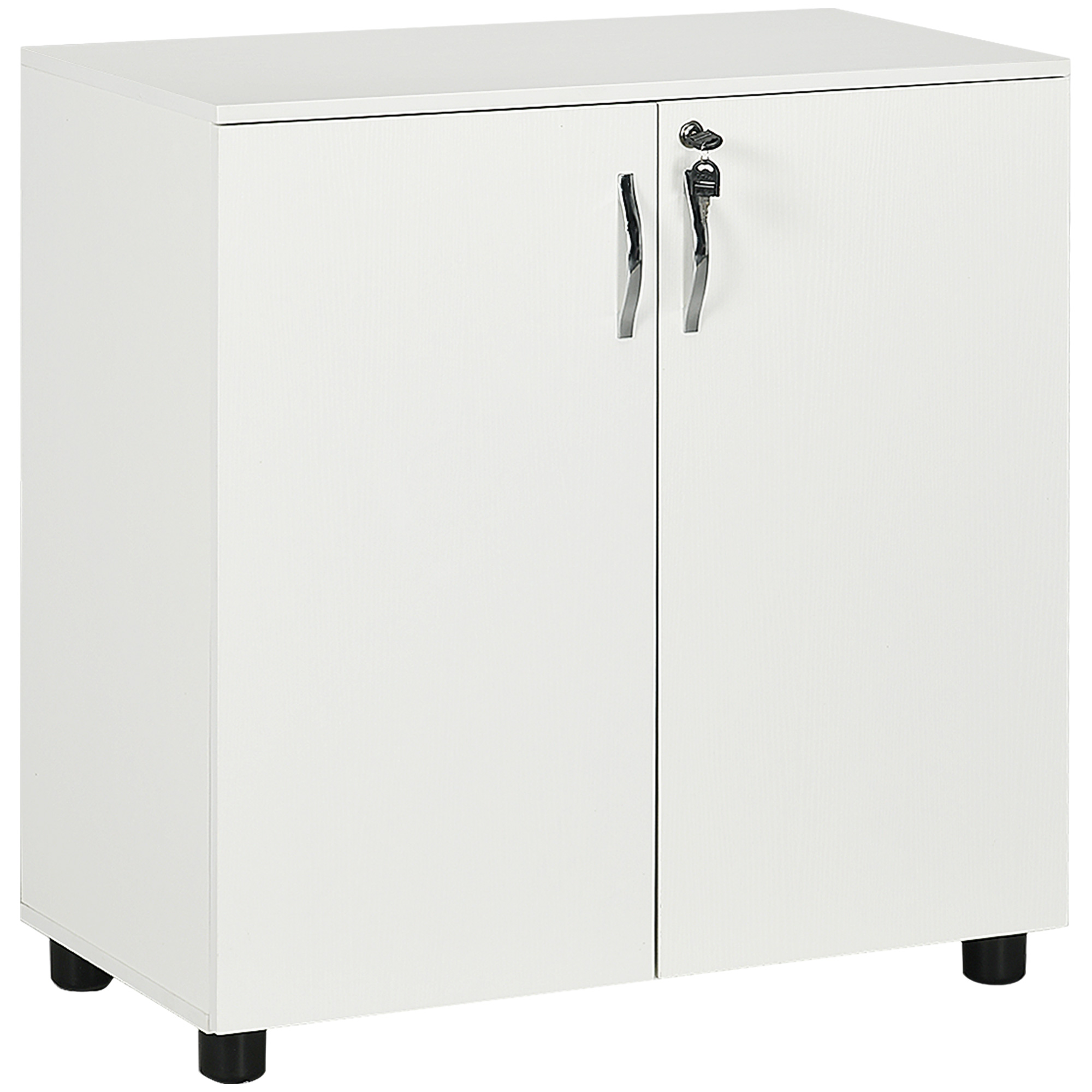 Two-Tier Locking Office Storage Cabinet - White