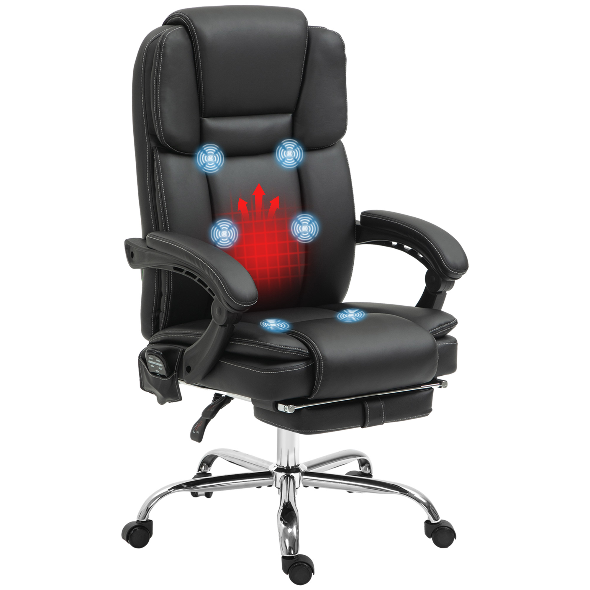 Six Point Vibrating Massage Office Chair - Black