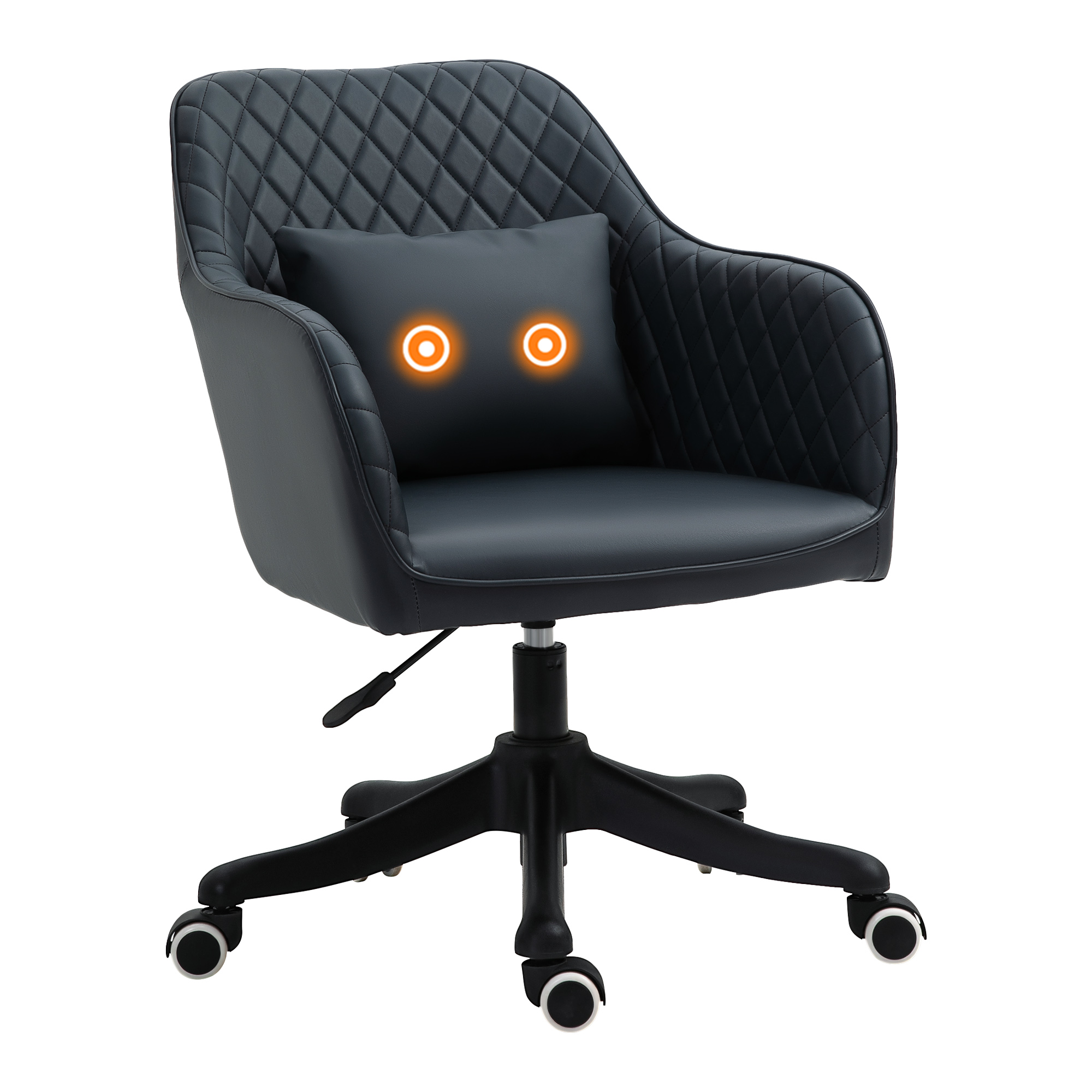 Velvet Office Chair, Desk Chair, Makeup Vanity Chair with Massage Lumbar Pillow and Rolling Wheels for Bedroom and Home, Deep Blue
