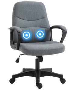 Office Chair, Fabric Desk Chair Mid Back Work Study Chair with Massage Lumbar Support, Adjustable Height and Swivel Wheels, Grey
