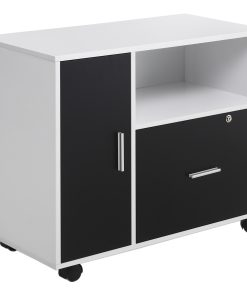 Multi-Compartment Office Storage Cabinet, with File Hangers - Black/White