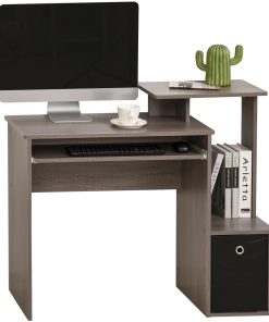 Computer Desk with Sliding Keyboard Tray Storage Drawer Shelf Home Office Workstation Grey
