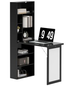 Three-Part Work Desk, with Storage and Writing Board - Black