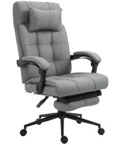 Office Chair with Footrest Ergonomic Office Chair with Armrests Lumber Support and Headrest Light Grey