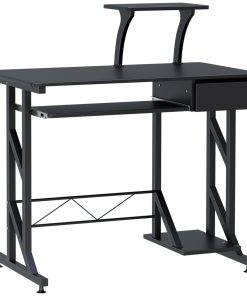 Computer Desk with Display Stand, Sliding Keyboard Tray Drawer and Host Box Shelf Home Office Workstation Black