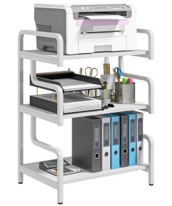 3-Tier Printer Stand with Storage Shelves, Printer Table, 55 x 40 x 77cm Printer Shelf for Home Office, Study, White