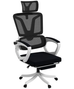 Ergonomic Office Chair, High Back Desk Chair, Reclining Mesh Computer Chair with Adjustable Headrest, Lumbar Support, Foot Rest, Swivel Wheels, Adjustable Height, Black
