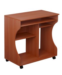 Multi-Storage Compact Work Desk, with Wheels - Cherry Wood Colour