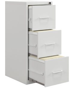 Three-Drawer Modern Steel Filing Cabinet - Cream