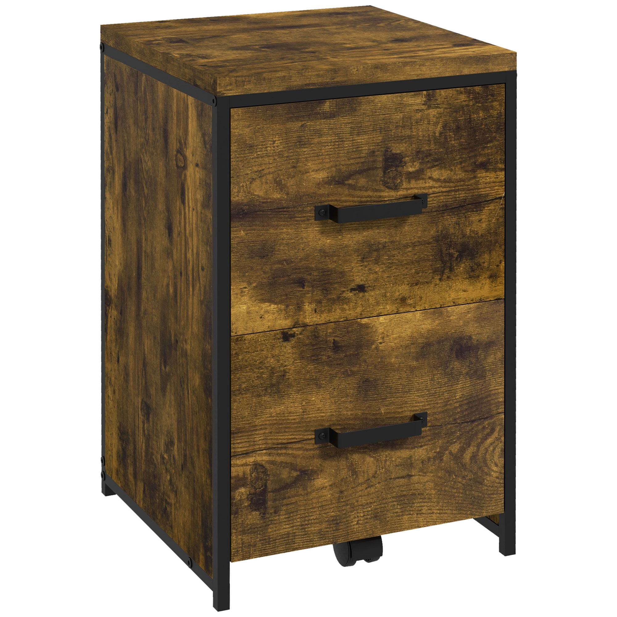 2-Drawer file Cabinet, Industrial filing cabinets for Home, Hanging File Folders, Vertical Home Office Organizer for A4 Size, Rustic Brown