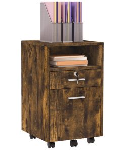 Lockable Two-Drawer Filing Cabinet, with Wheels - Wood-Effect