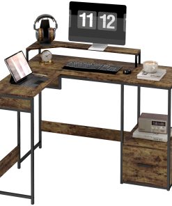 Industrial 'L' Shaped Multi-Work Desk - Brown