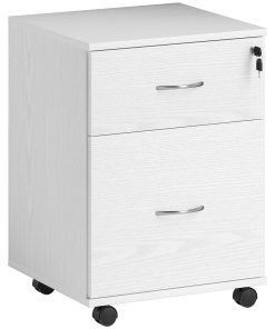 Two Drawer Lockable Filing Cabinet - White Wood Grain