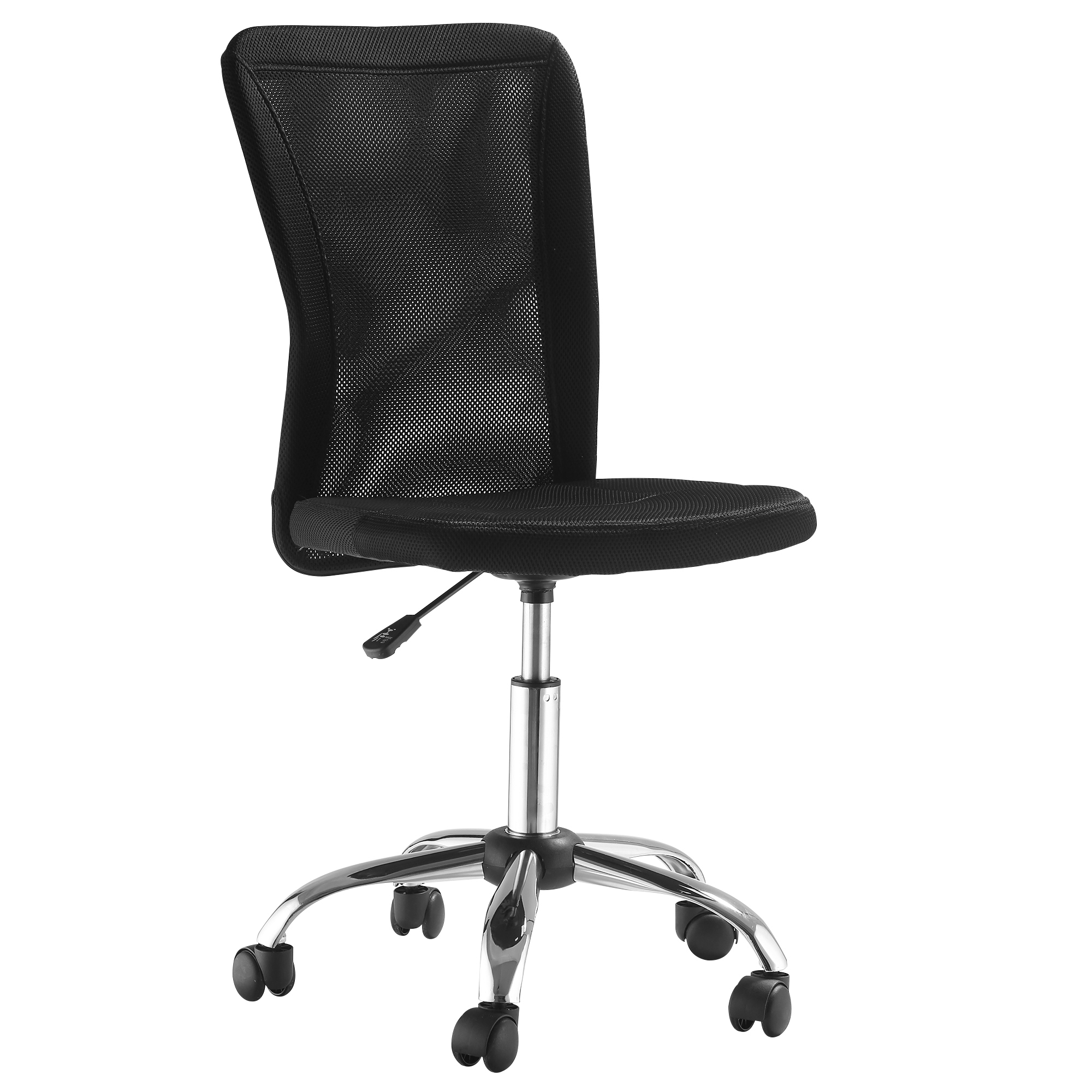 Office Chair, Armless Desk Chair, Adjustable Computer Swivel Chair with Rolling Wheels and Mesh Back for Home Work Study, Black