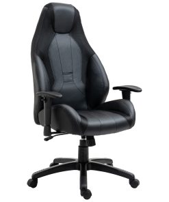 Racing Gaming Chair, Mesh & Faux Leather Computer Chair with High Back, Swivel Wheels, Adjustable Height and Armrest, Black