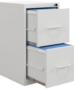 Two-Drawer Modern Steel Filing Cabinet - Cream