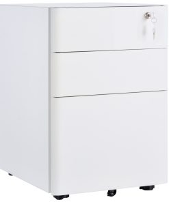 Lockable Cabinet, Rolling Filing Cabinet with 3 Drawers, Steel Office Drawer Unit for A4, Letter, Legal Sized Files