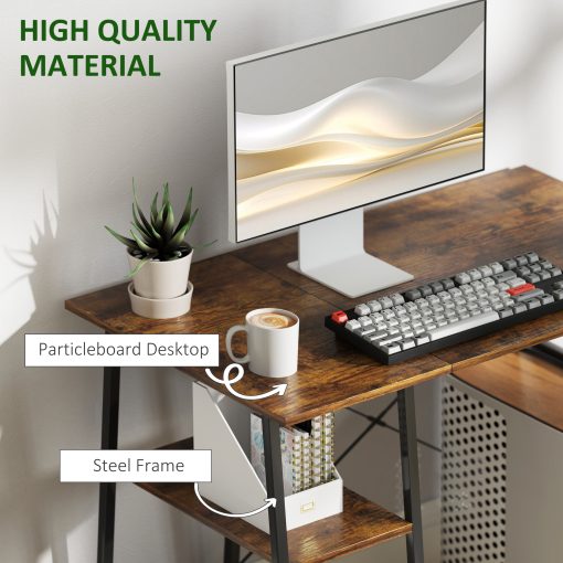 100cm Computer Desk with Storage, Industrial Home Office Desk with 2 ...