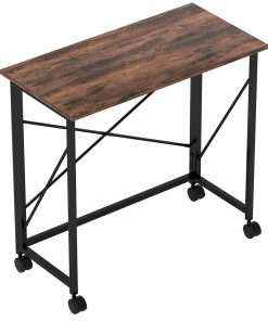 80 cm Folding Desk on Wheels - Rustic Brown