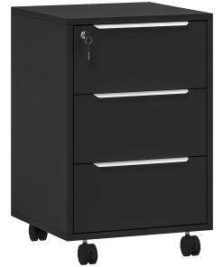 Three-Drawer Locking Filing Cabinet - Black