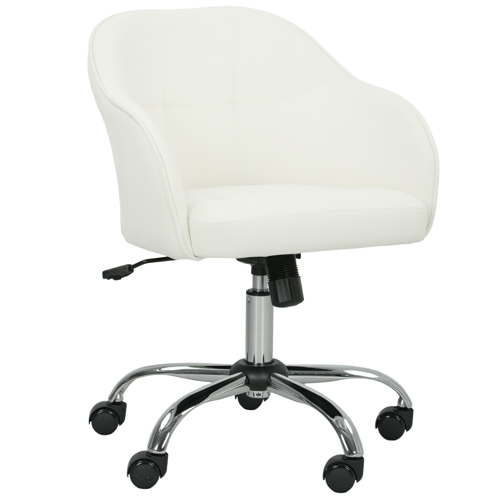 Velvet-feel Swivel Office Chair - Cream