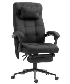 Office Chair with 6-point Vibration Massage and Heat, Computer Chair with Adjustable Height, Head Pillow, Footrest for Home, Black