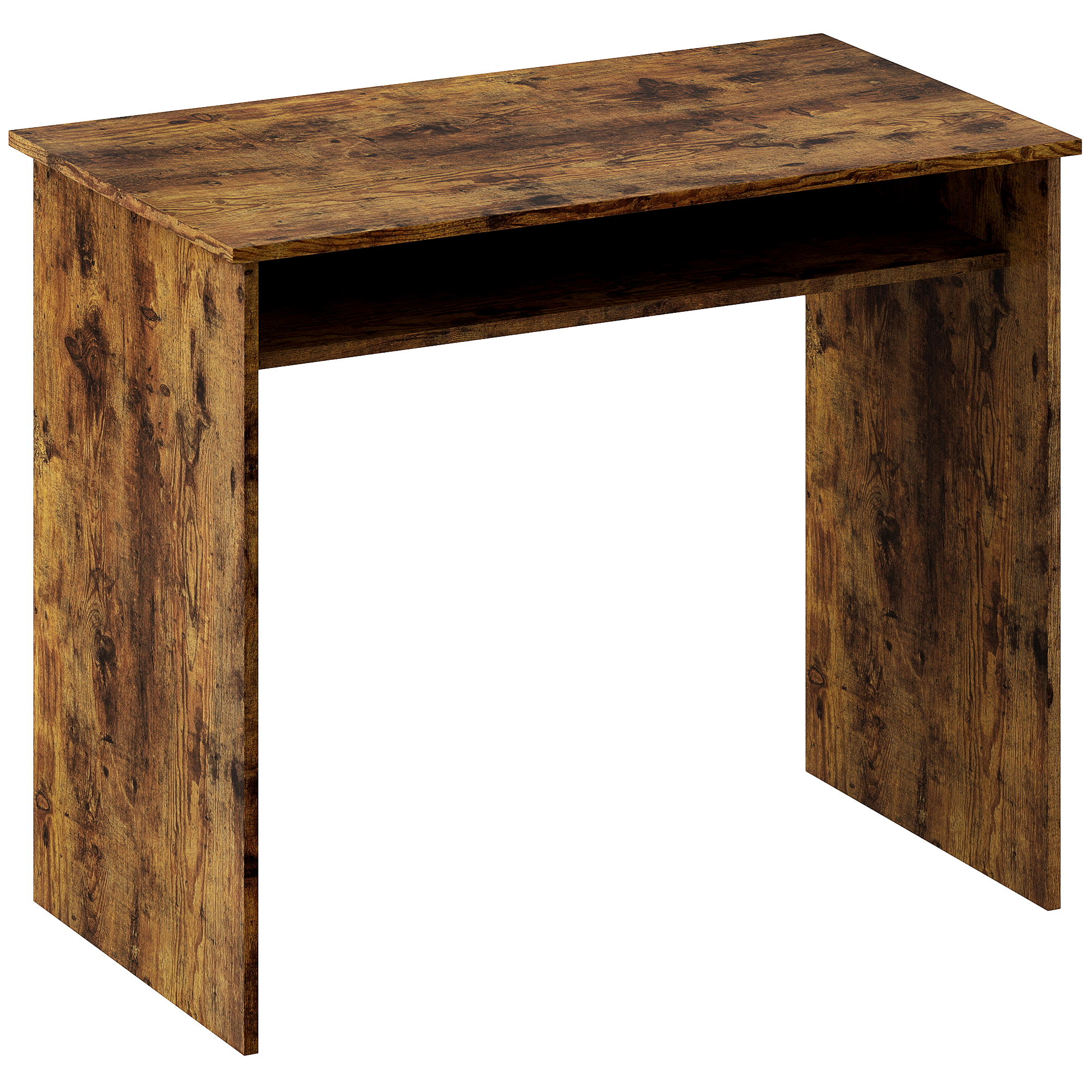Boxy Work Desk, with Shelf - Wood-Effect