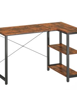 L Shaped Desk, Corner Computer Desk with Bookshelf for Home Office, Study Room, Workstation, 120 x 73.2 x 75cm, Rustic Brown