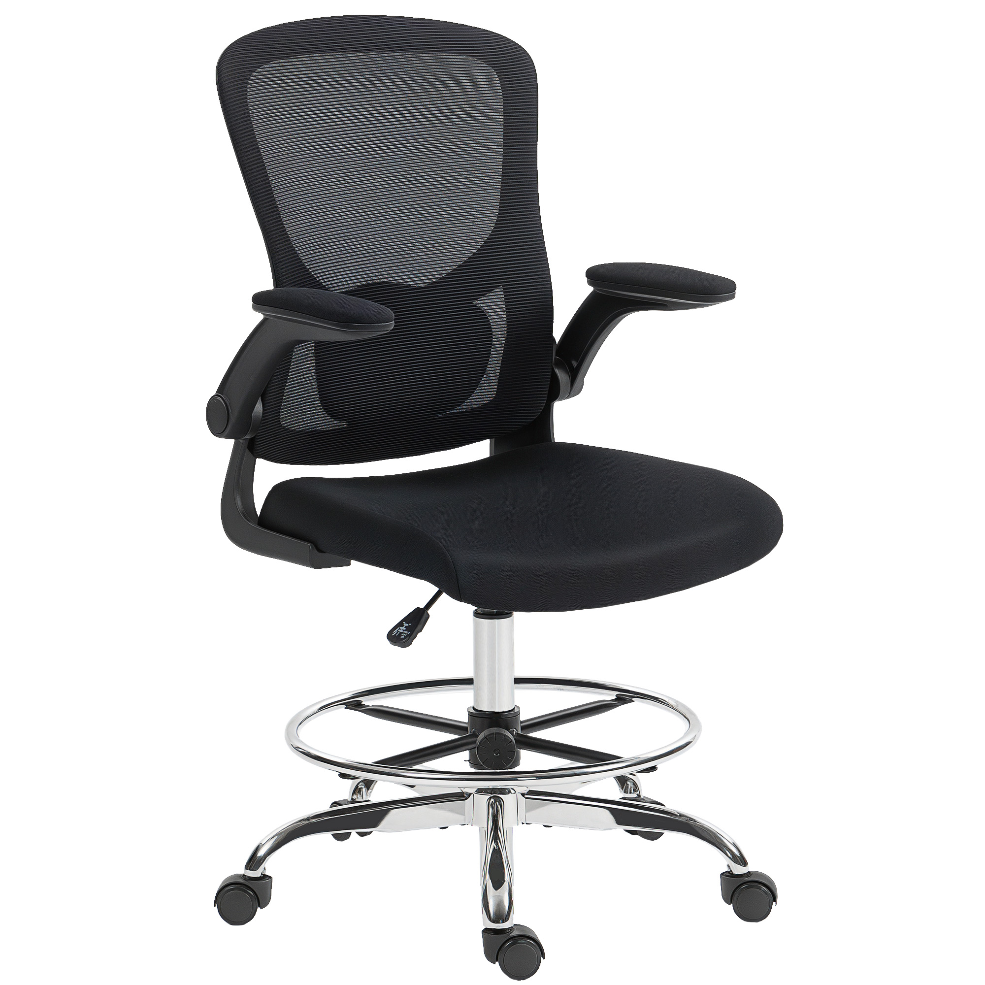 Draughtsman Chair, with Adjustable Lumbar - Black