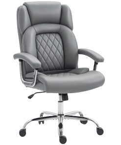 Big and Tall Office Chair 180kg with Spring Cushion, PU Leather - Grey