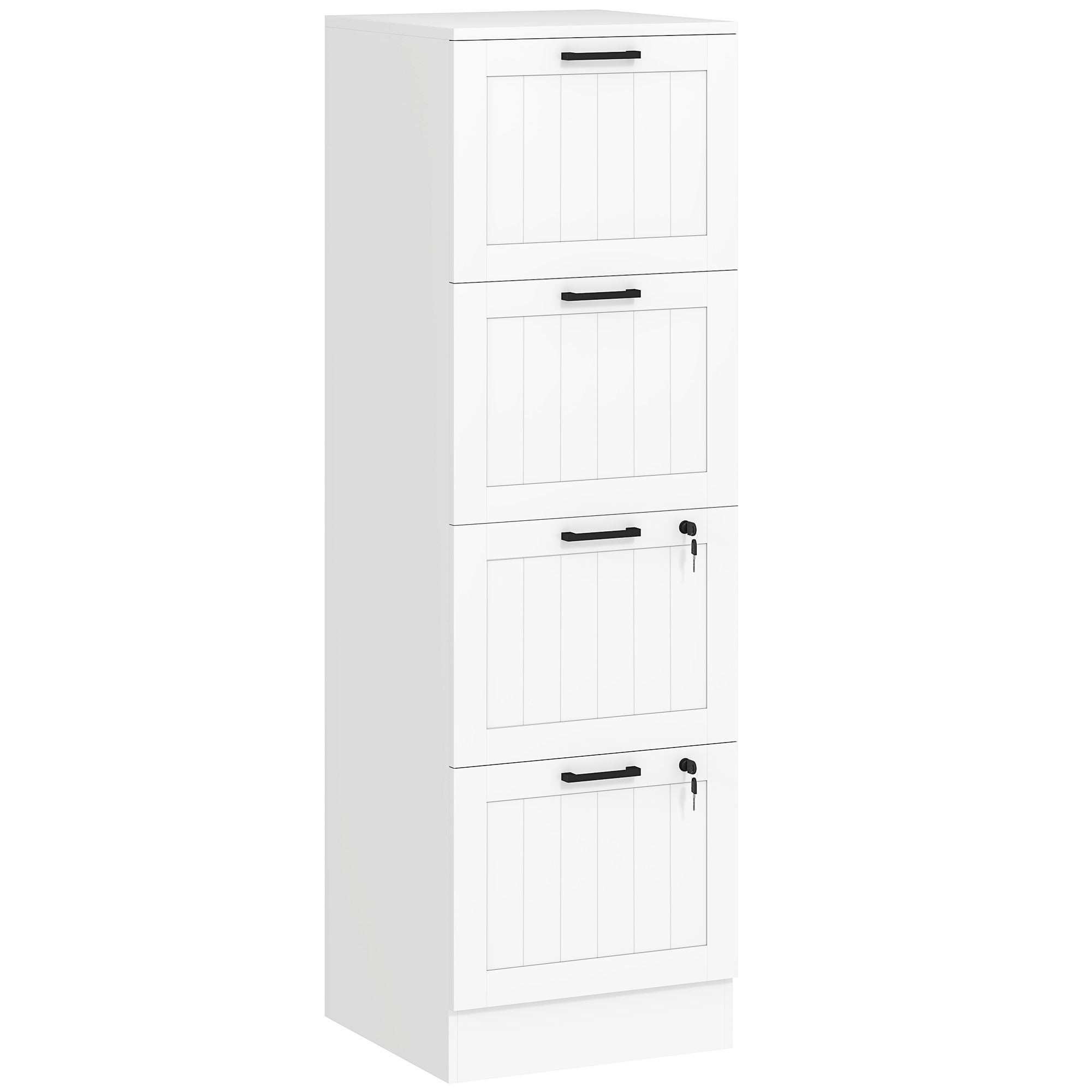 4 Drawer Filing Cabinet with Lock, Office Storage Cabinet with Adjustable Hanging Bars for A4 Letter Size Files, White