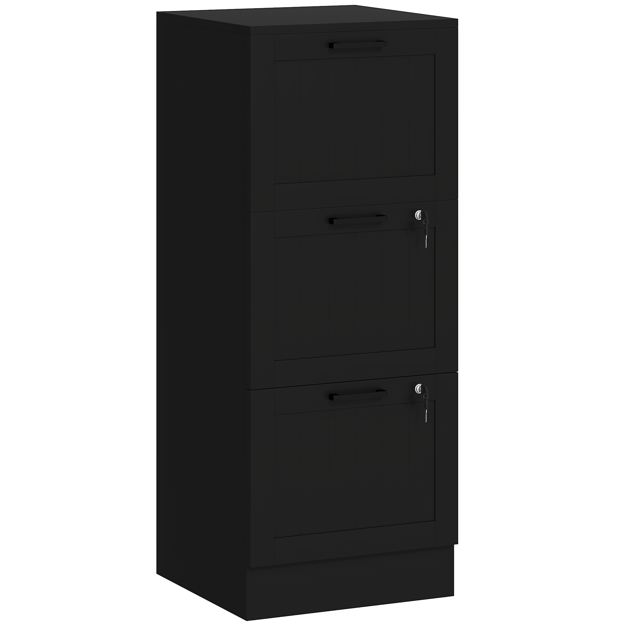 3 Drawer Filing Cabinet with Lock, Office Storage Cabinet with Adjustable Hanging Bars for A4 Letter Size Files, Black