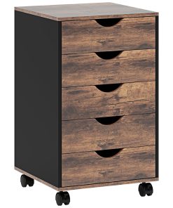 Five-Drawer Filing Cabinet - Rustic Brown