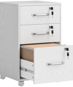 Three Drawer Wood-Effect Filing Cabinet - White