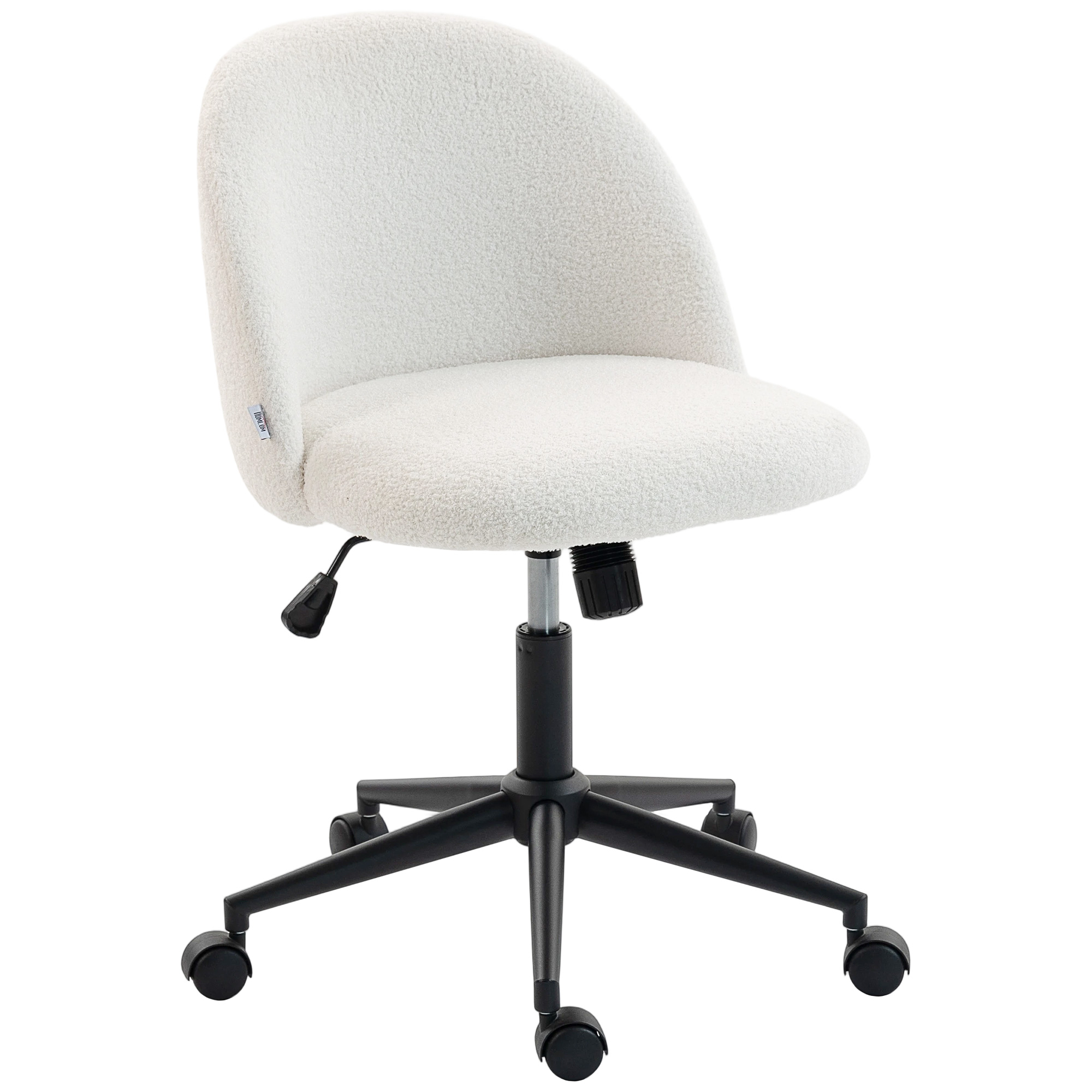 Teddy Fleece Office Chair with Wheels - Cream White