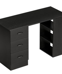 Computer Desk, Writing Table, PC Workstation with 3 Storage Shelves and Drawers, Handle, for Home Office, Black