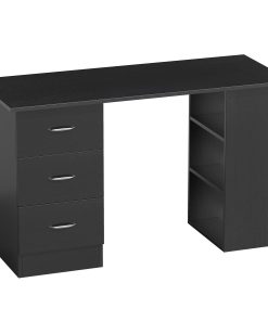 Computer Desk, Home Office Desk, Writing Table, PC Workstation with 3 Storage Shelves and 3 Drawers for Working, Study, 120 x 49 x 72 cm, Black