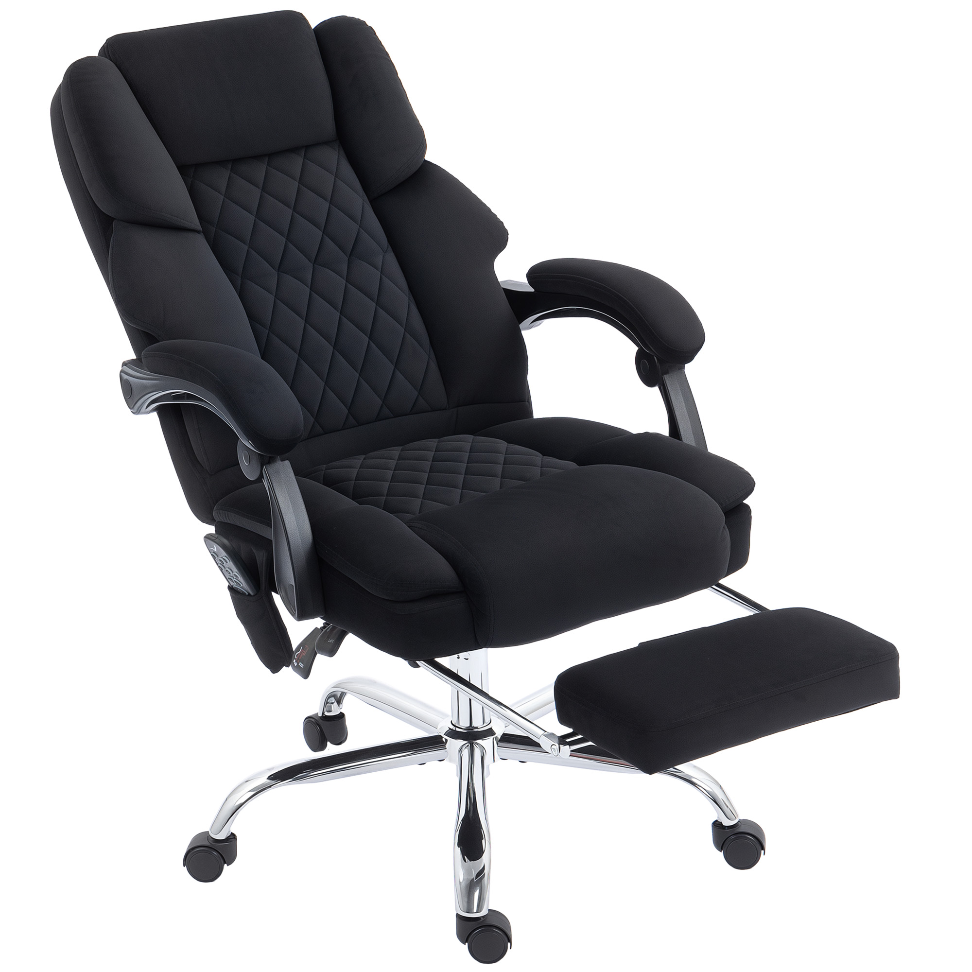 Office Chair with 6-point Vibration Massage and Heat, Fabric Desk Chair with Footrest, High Back, Black