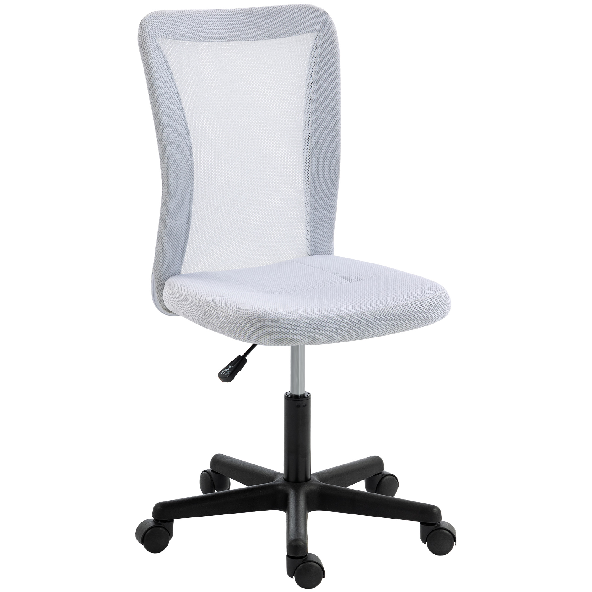 Mesh Office Chair Armless Swivel Executive Computer Desk Chair Adjustable Height Wheels White