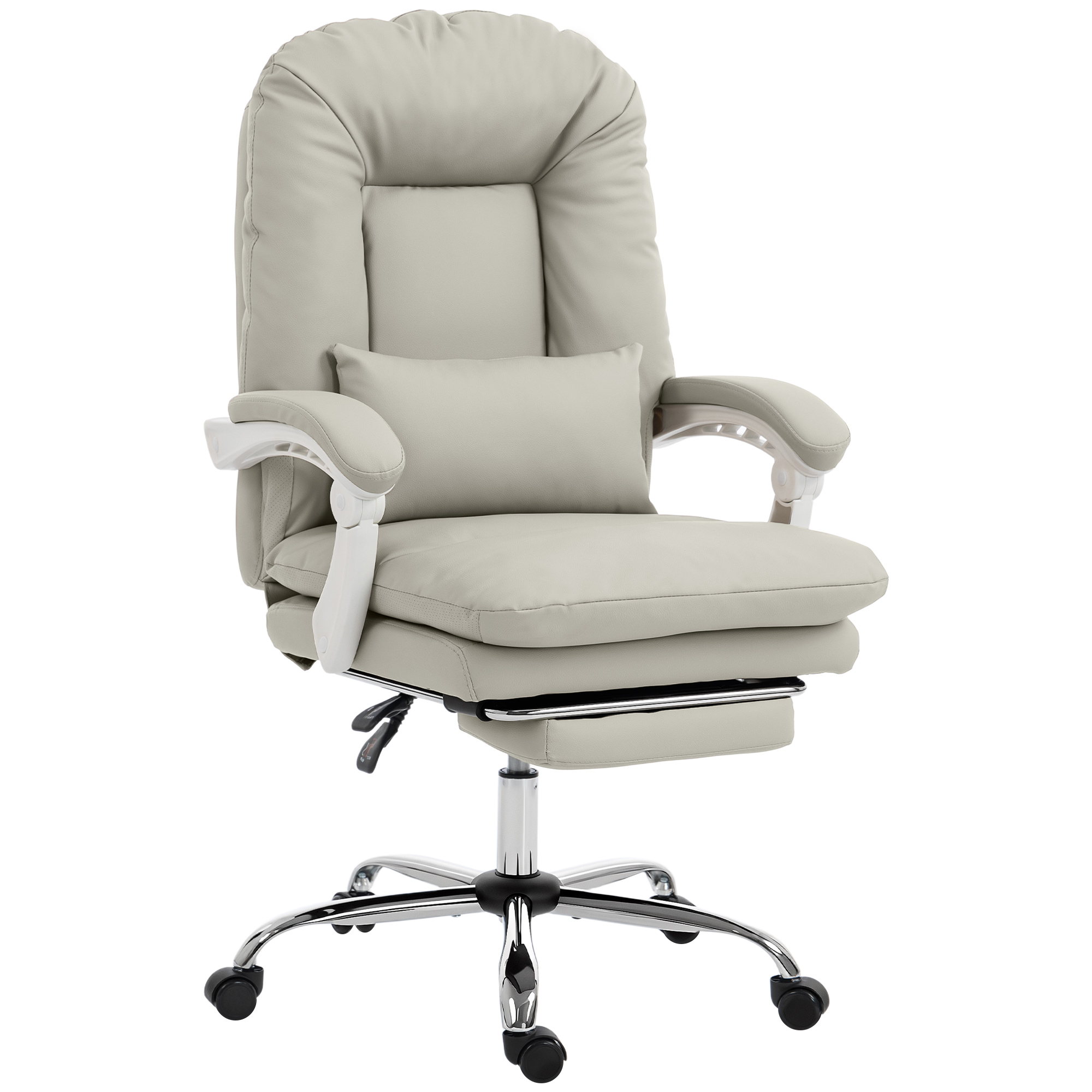 Ergonomic Executive Office Chair, Velvet Reclining Desk Chair with Lumbar Support, Footrest, Plush Thick Cushion, Khaki