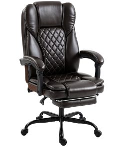Executive Home Office Chair Reclining Function Footrest Computer Desk Chair High Back, Brown
