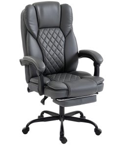 Executive Home Office Chair Reclining Function Footrest Computer Desk Chair High Back, Grey