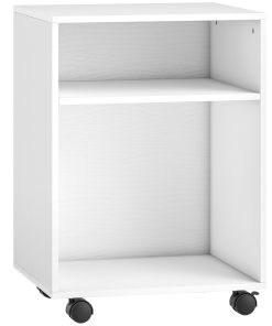 2-Tier Printer Stand with Storage, Under Desk Printer Cart on Wheels, White