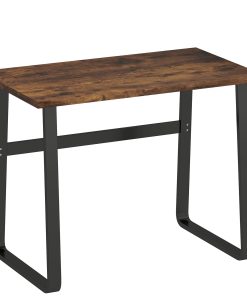Industrial Writing Desk With Metal Legs, 100 x 58 x 74.5cm, Rustic Brown and Black