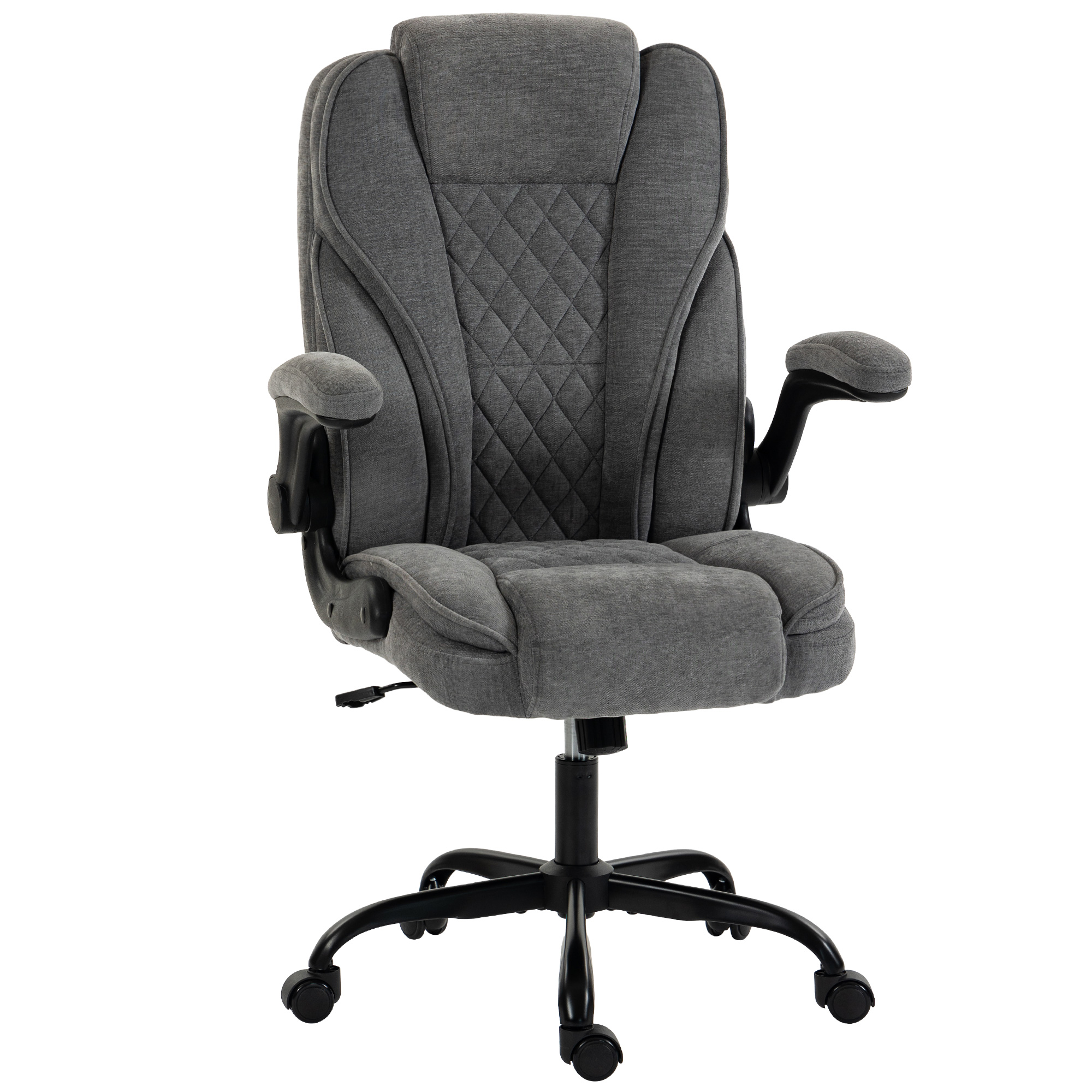 Office Chair, Ergonomic Desk Chair with Flip-up Armrest, Pocket Springs, Swivel Wheels, Adjustable Height, Grey