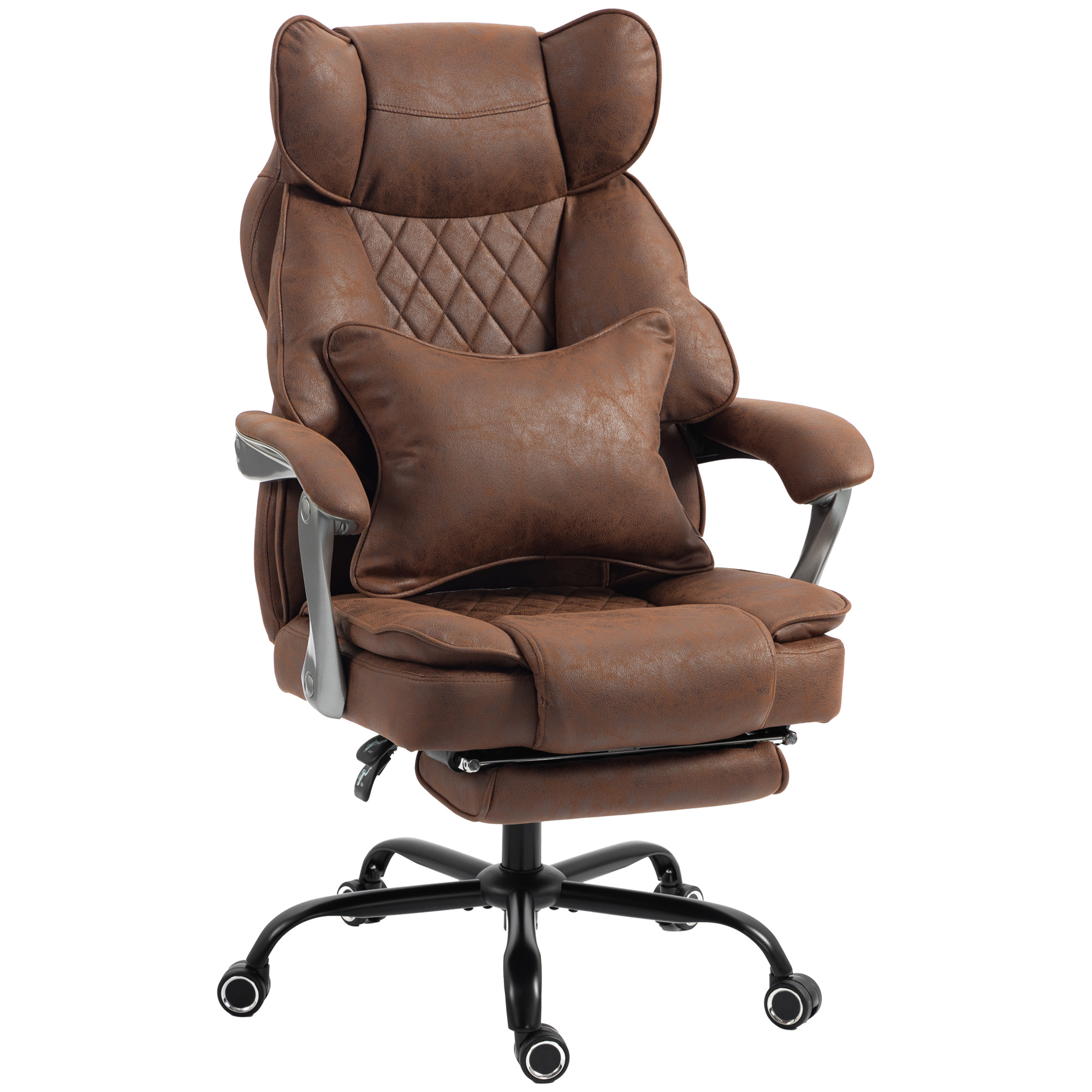 Executive Office Chair, Leathaire Big and Tall Office Chair 180 kg with Wide Seat, Reclining, Lumbar Support, Brown