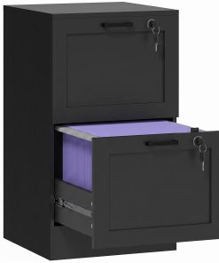 2-Drawer Filing Cabinet with Lock - Black