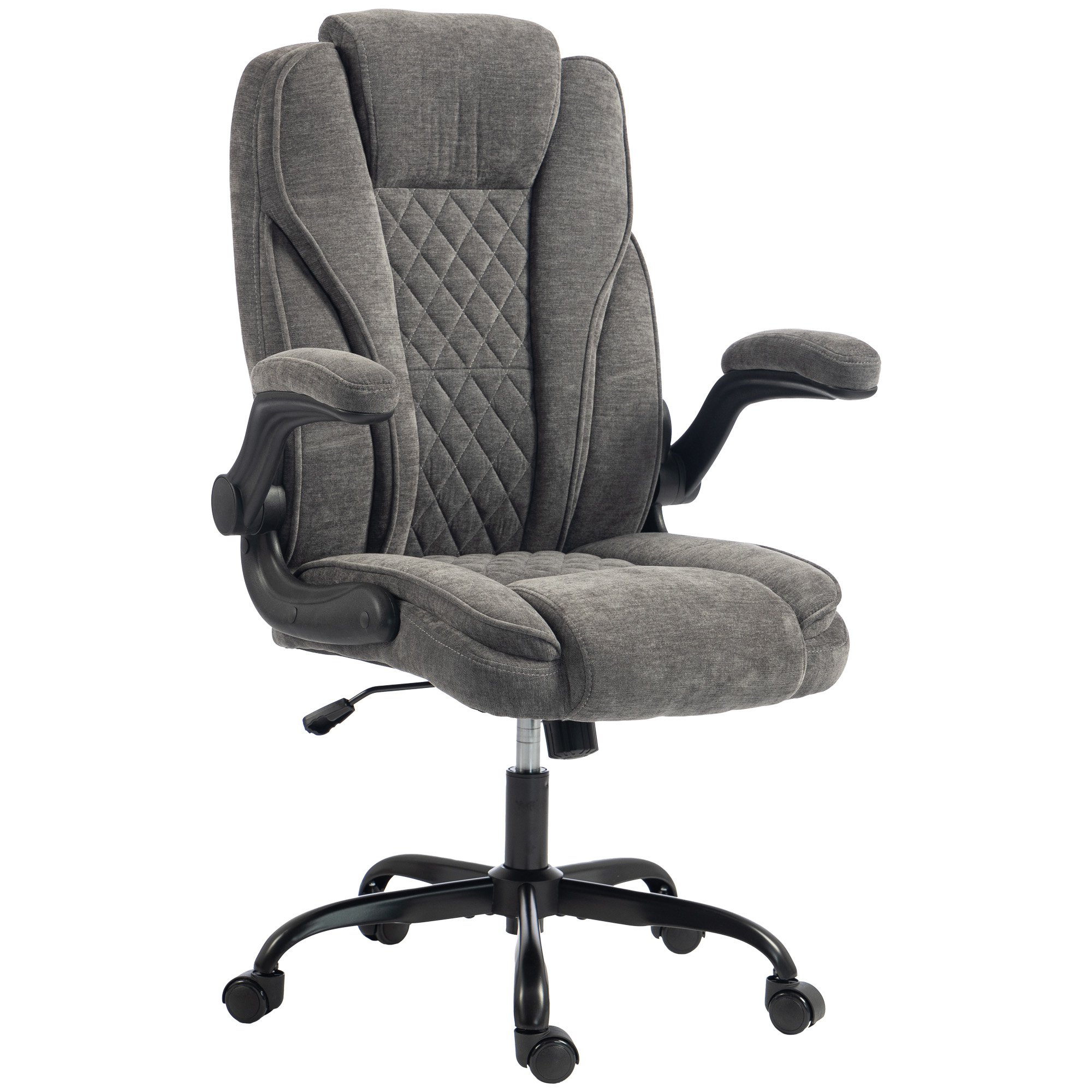 Office Chair, Ergonomic Desk Chair with Flip-up Armrest, Pocket Springs, Swivel Wheels, Adjustable Height, Dark Grey
