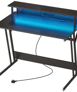 Two-Level LED Gaming Desk - Black