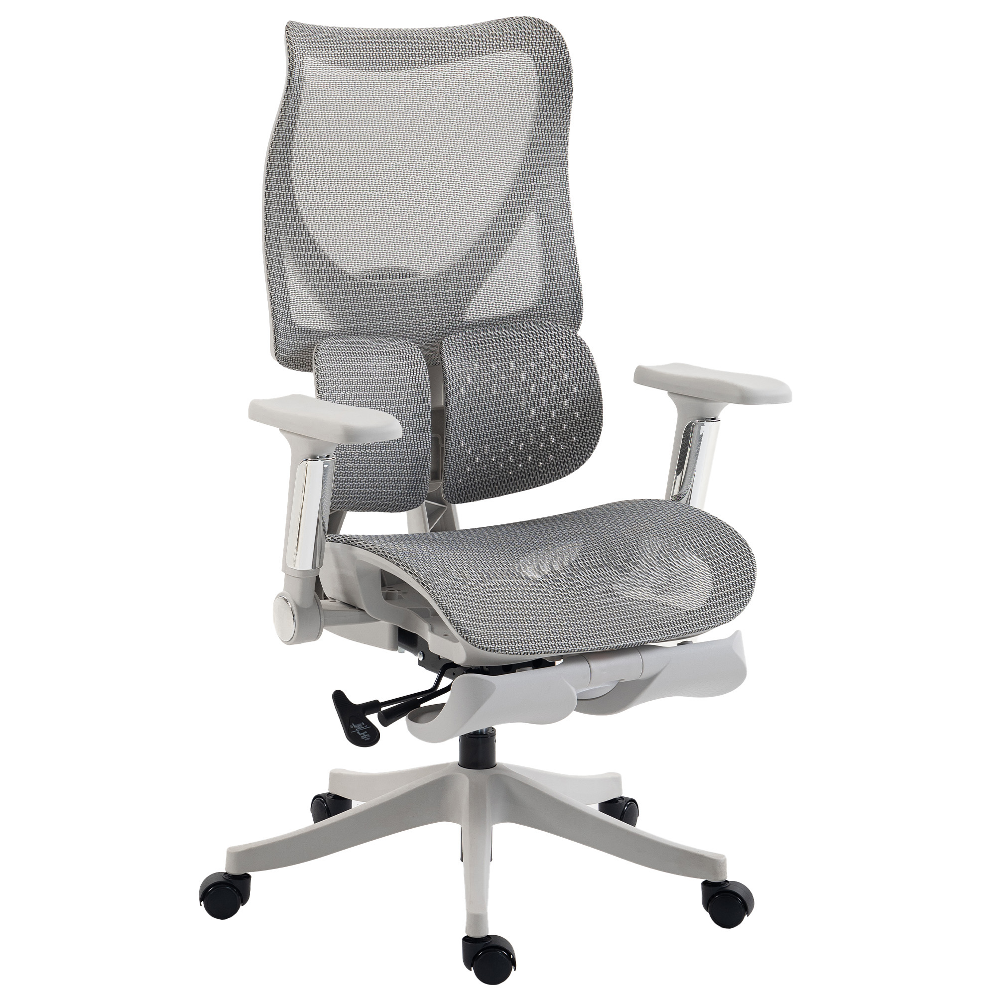 Ergonomic Office Chair with Lumbar Support, Mesh Reclining Desk Chair with Footrest, Adjustable High Back, Grey